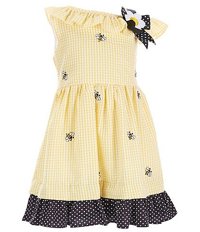 Rare Editions Little Girls 2T-6X Embroidered Bee Schiffly Seersucker Dress