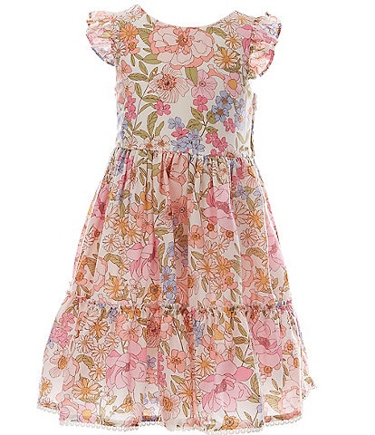 Rare Editions Little Girls 2T-6X Floral Ruffle Tiered Dress with Matching Basket Bag