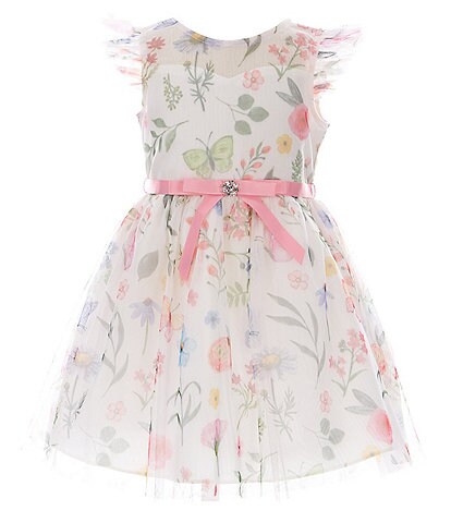 Rare Editions Little Girls 2T-6X Flutter-Sleeve Floral-Printed Fit-And-Flare Dress