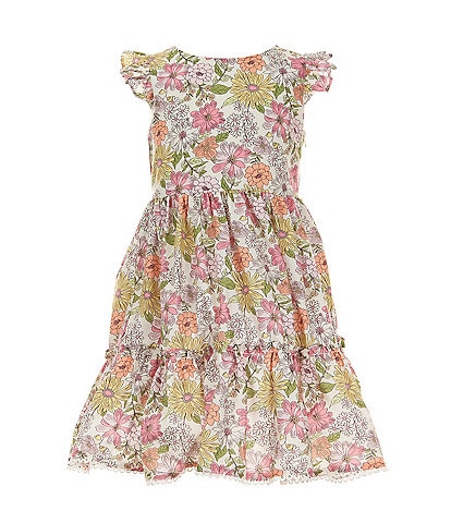 Rare Editions Little Girls 2T-6X Flutter-Sleeve Floral Woven Fit-And-Flare Dress