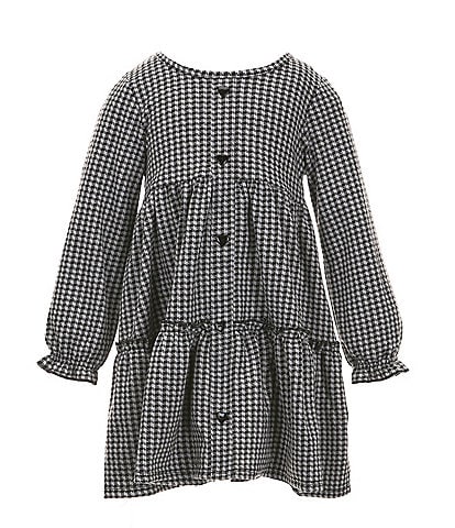 Rare Editions Little Girls 2T-6X Long Sleeve Checked Double-Knit Fit & Flare Dress