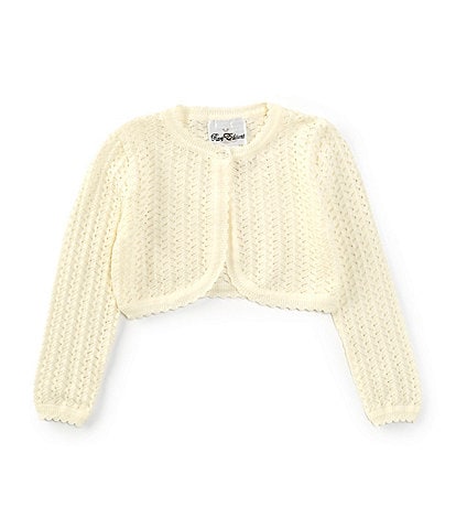 Rare Editions Little Girls 2T-6X Long Sleeve Crocheted Knit Cardigan