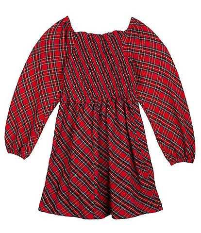 Rare Editions Little Girls 2T-6X Long Sleeve Twill Yarn Dye Plaid Dress