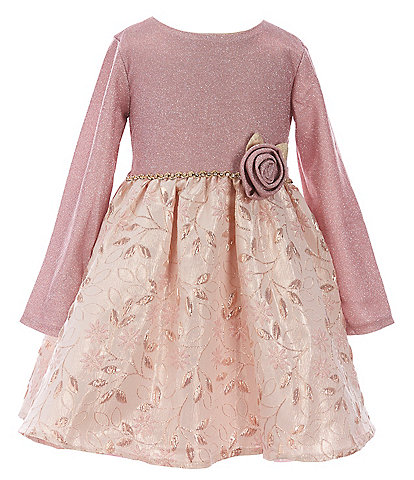 Rare Editions Little Girls 2T-6X Lurex Knit Floral Jacquard Printed Dress