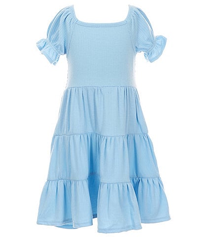 Rare Editions Little Girls Puffed-Sleeve Jersey Knit Fit-And-Flare Dress