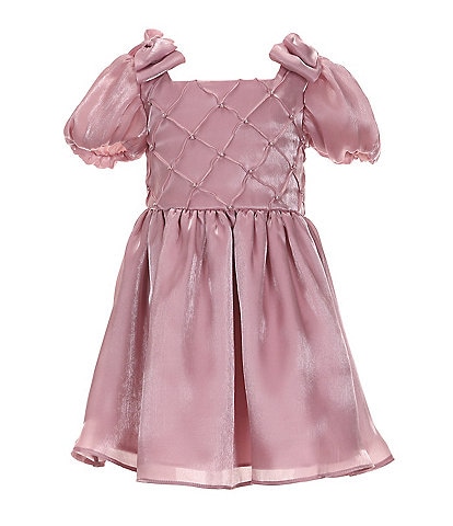 Rare Editions Little Girls 2T-6X Puffed-Sleeve Pintucked Beaded Organza Fit & Flare Dress