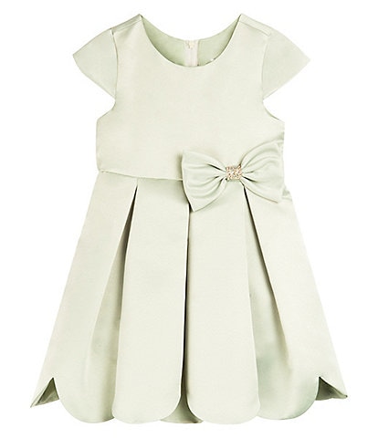 Rare Editions Little Girls 2T-6X Satin Cap Sleeve Pleated Scallop Dress