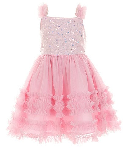 Rare Editions Little Girls 2T-6X Sequin Embellished Bodice/Ruched Tutu Skirt Fit & Flare Dress