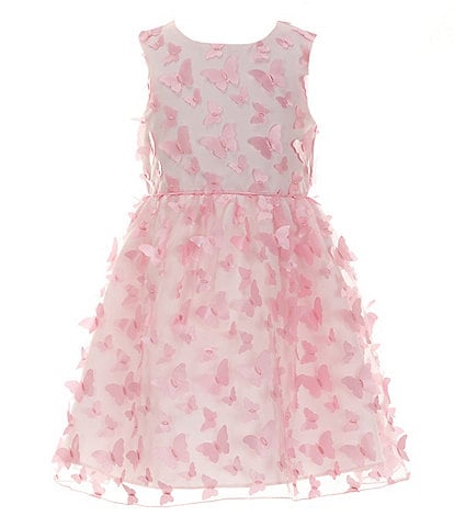 Rare Editions Little Girls 2T-6X Sleeveless Allover Butterfly Appliqued Charmeuse Fit-And-Flare Dress