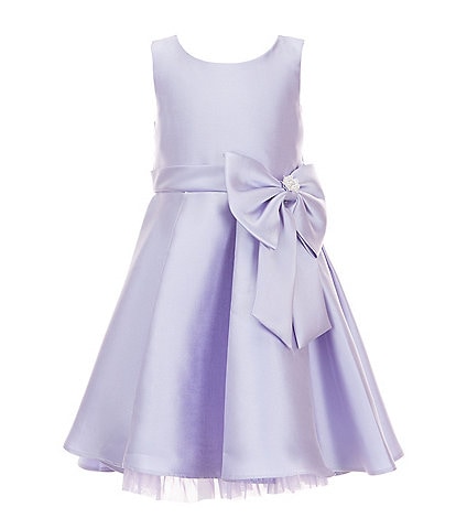 Rare Editions Little Girls Sleeveless Bow-Accented Mikado Fit-And-Flare Dress
