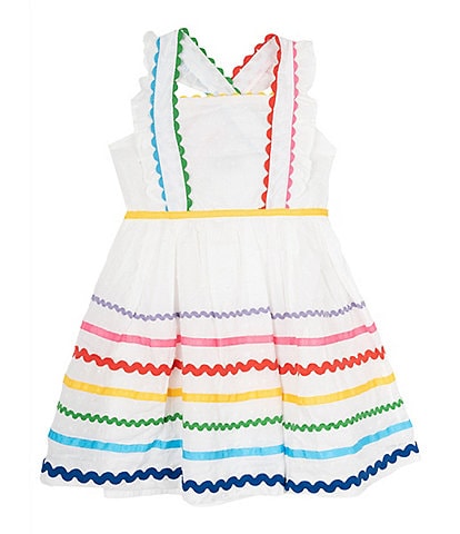 Rare Editions Little Girls 2T-6X Sleeveless Clip-Dot Ricrac-Trimmed Fit & Flare Dress