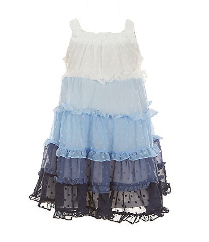 Rare Editions Little Girls 2T-6X Sleeveless Colorblock/Clip-Dot Chiffon Fit & Flare Dress