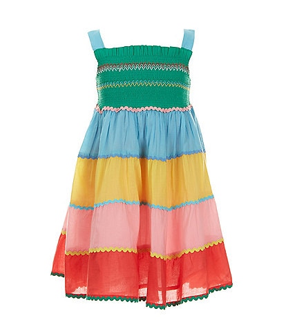 Rare Editions Little Girls 2T-6X Sleeveless Ricrac-Trimmed Color Block Empire-Waist Dress