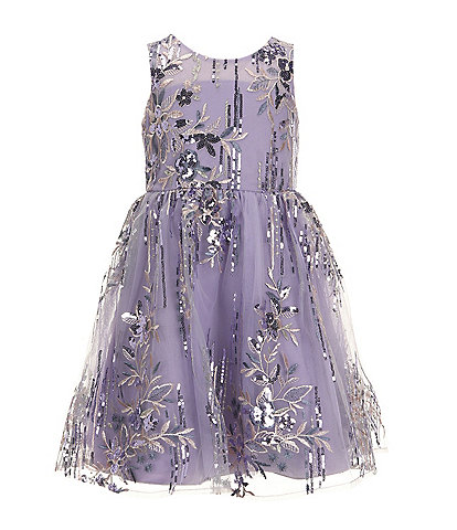 Rare Editions Little Girls 2T-6X Sleeveless Sequin-Embellished Burnout Floral Fit & Flare Dress