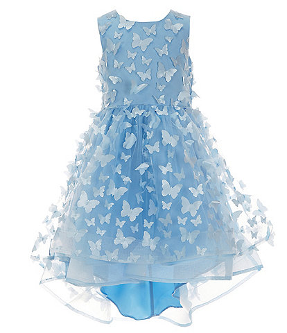Rare Editions Little Girls 2T-6X Sleeveless Three-Dimensional Butterfly-Appliqued High-Low Ballgown