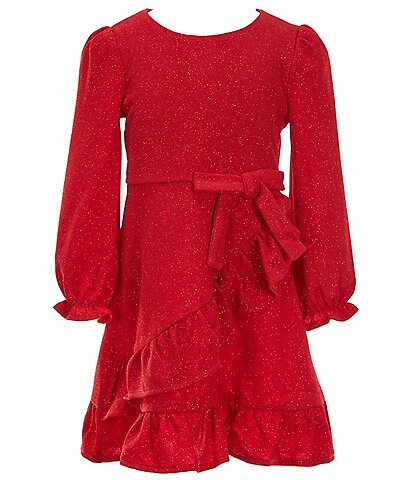 Rare Editions Little Girls 4-6X Long Sleeve Foiled Textured-Glitter-Knit Dress