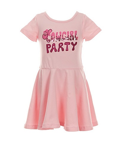 Rare Editions Little Girls 4-6X Short Sleeve Cowgirl Party Fit & Flare French Terry Dress