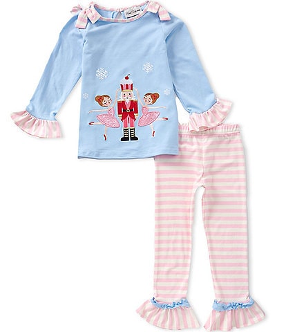 Rare Editions Little Girls Long Sleeve Blue Nutcracker Applique Top & Pants Set