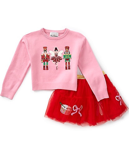 Rare Editions Little Girls Long Sleeve Nutcracker Sweater & Tutu 2-Piece Set