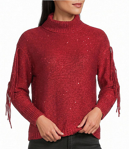 Reba Fringe Trim Sequin Sweater