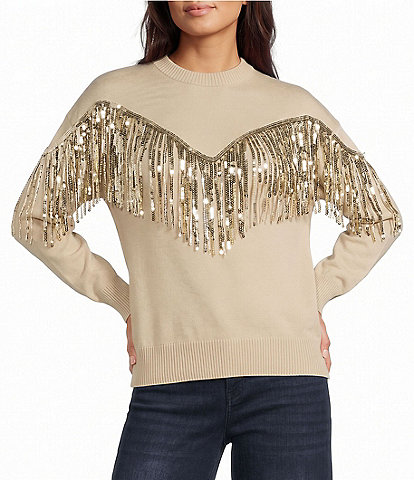 Reba Sequin Fringe Sweater
