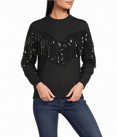 Reba Sequin Fringe Sweater