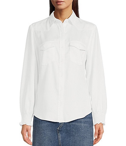 Reba Tencel Western Style Chambray Long Sleeve Button Front Shirt
