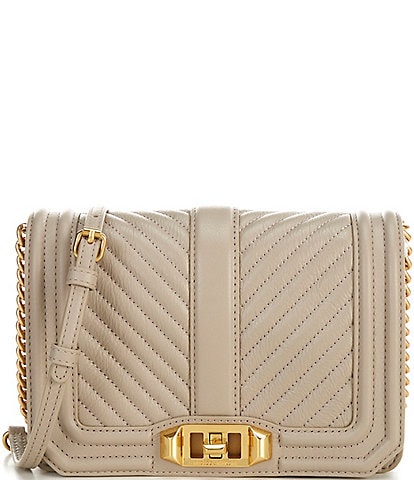 REBECCA MINKOFF Chevron Quilted Leather Small Love Crossbody Bag
