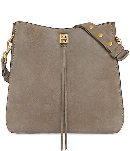 REBECCA MINKOFF Darren Antique Brass Tone Leather Shoulder Bag