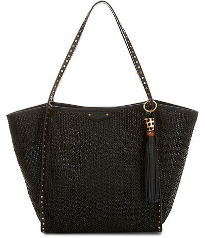 REBECCA MINKOFF Dylan Raffia Shoulder Tassel Tote Bag