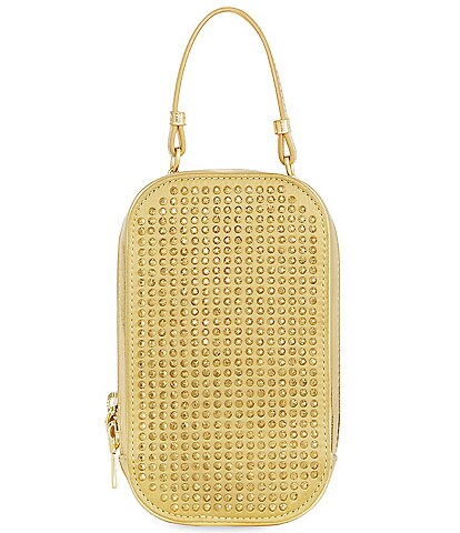 REBECCA MINKOFF Gold Crystal Phone Crossbody Bag