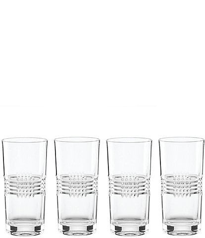 Reed & Barton Sloane Crystal Crosshatch Pattern Highball Glasses, Set of 4