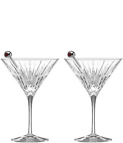 Reed & Barton Soho Martini Glasses with Olive Picks, Set of 2