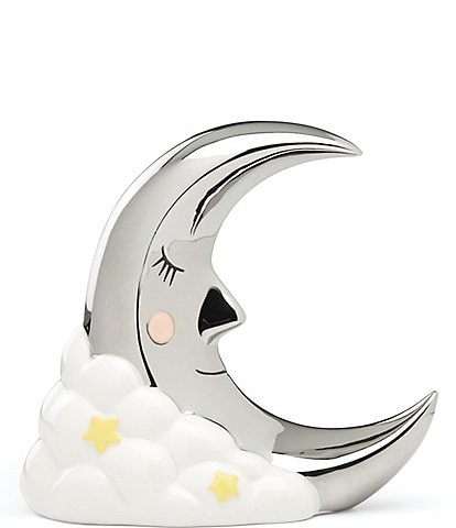 Reed & Barton Sweet Dreams Silver-Plated Porcelain Moon-Shaped Bank