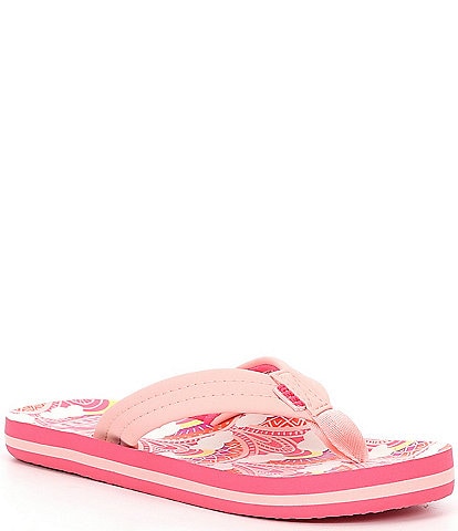 Reef Girls' Ahi Rainbows and Clouds Flip-Flops (Youth)