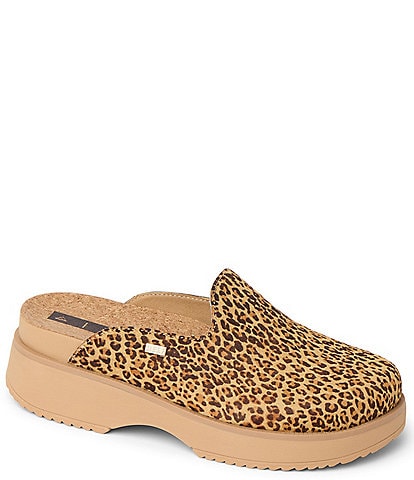 Reef Women's Vista Skye Leopard Print Suede Platform Clogs