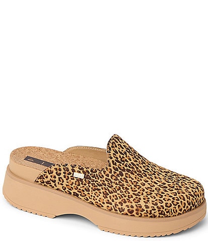 Reef Women's Vista Skye Leopard Print Suede Platform Clogs