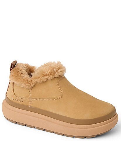 Reef Women's Weekend Olivia Nubuck Suede Faux Fur Lined Platform Booties