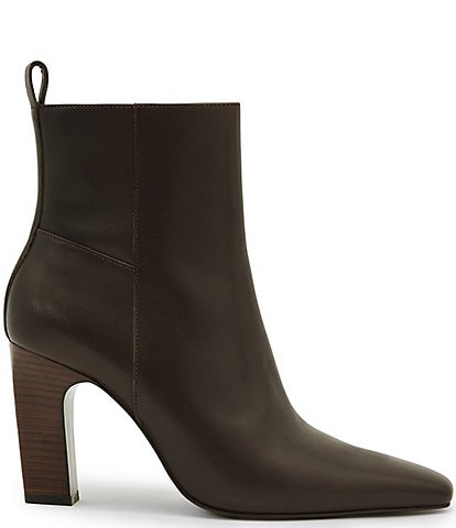 Reiss Blakely Ankle Leather Block Heel Booties