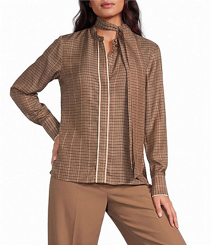 Reiss Tate Check Scarf Top