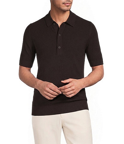 Reiss Warren Basket-Stitch Short Sleeve Polo Shirt