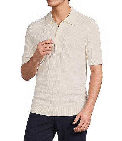 Reiss Warren Basket-Stitch Short Sleeve Polo Shirt