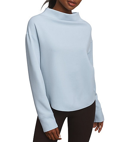 RHONE DreamGlow Easy Mock Neck Long Sleeve Curved Hem Pullover