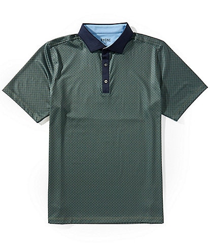 RHONE Golf Sport Circle Geo Print Performance Stretch Short Sleeve Polo Shirt