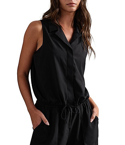 RHONE Mirage Notch Collar Sleeveless Button Front Blouse