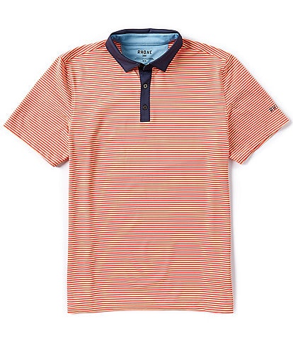 RHONE Performance Stretch Golf Sport Stripe Short Sleeve Polo Shirt