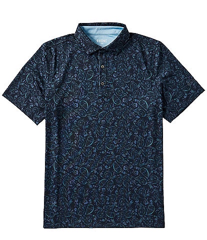 RHONE Performance Stretch Paisley Print Sport Short Sleeve Polo Shirt