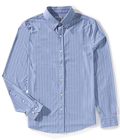 RHONE Slim Fit Commuter Stripe Long Sleeve Woven Shirt