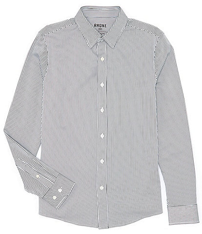 Rhone Slim-Fit Commuter Stripe Performance Stretch Long-Sleeve Woven Shirt