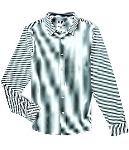 RHONE Slim Fit Performance Stretch Commuter Stripe Long Sleeve Woven Shirt